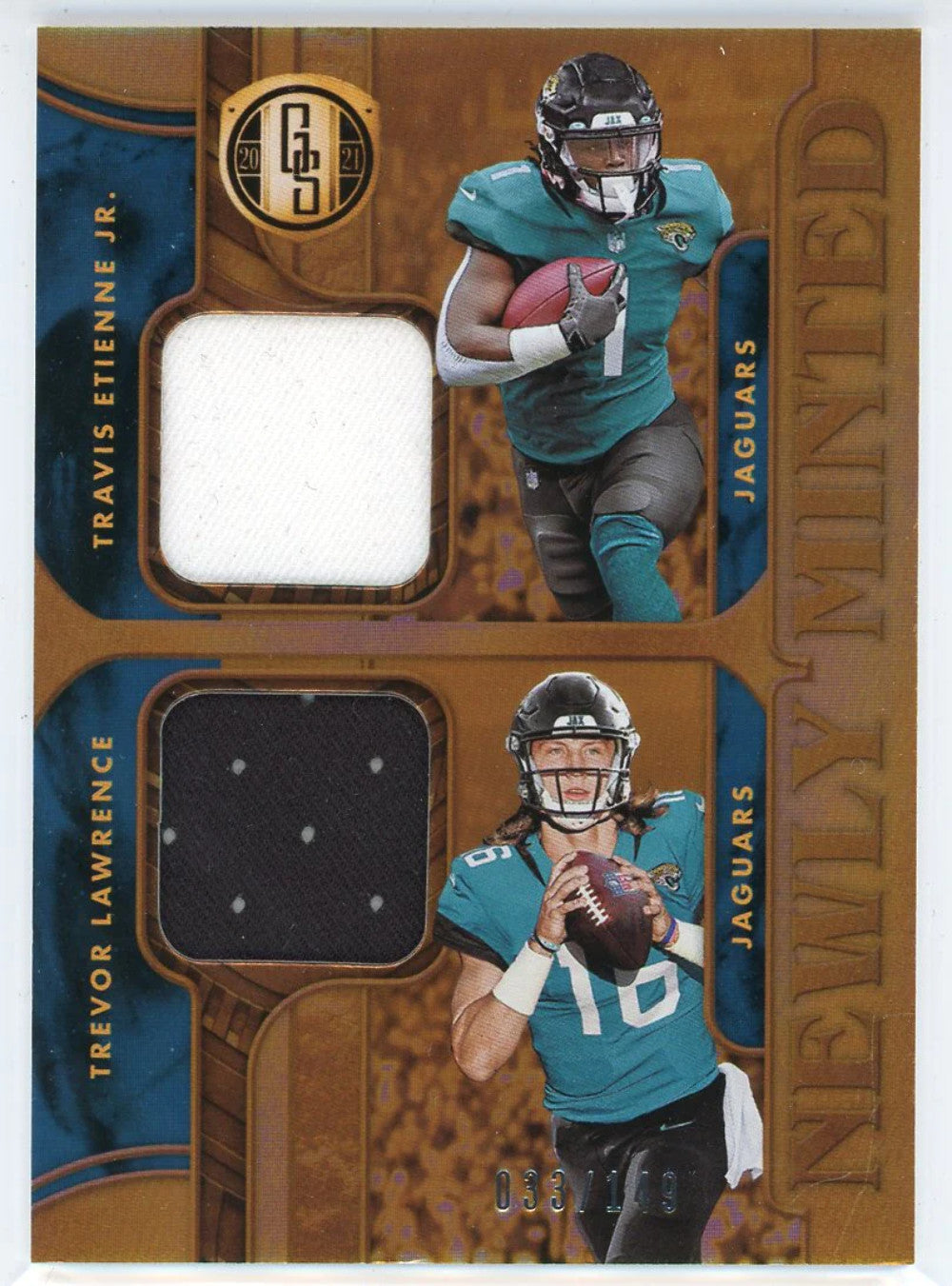 Trevor Lawrence & Travis Etienne Jr. 2021 Panini Gold Standard Newly Minted Rook