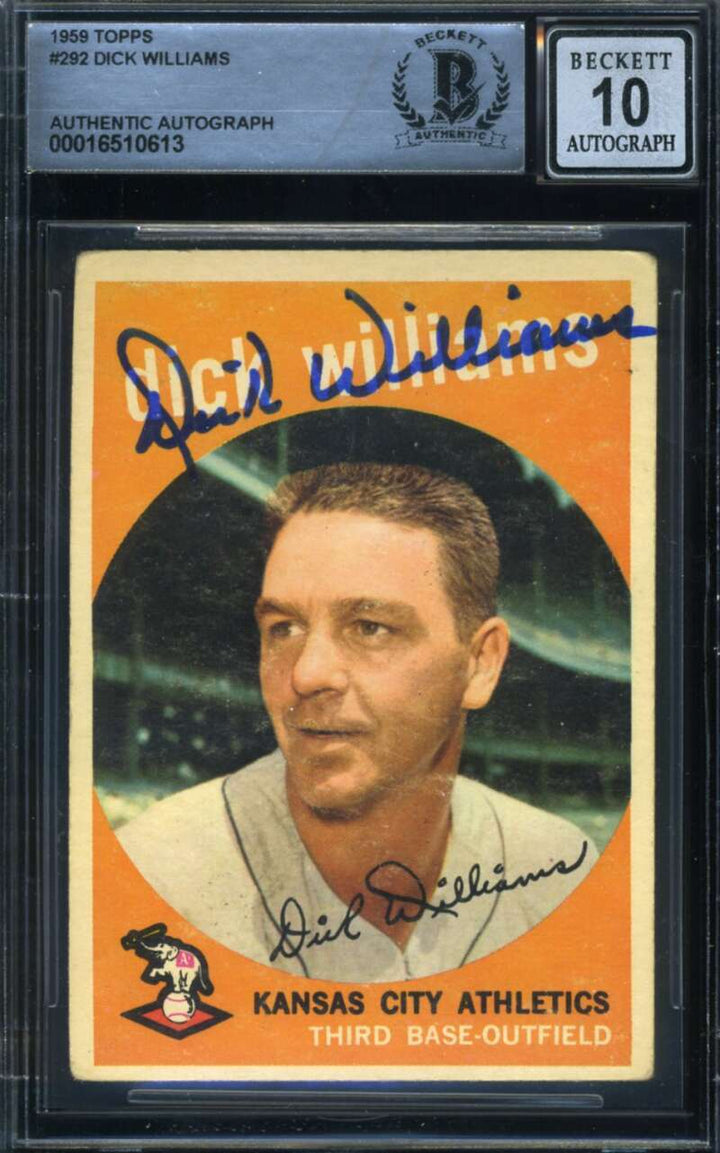 Dick Williams Gem Mint 10 Beckett BAS Signed 1959 Topps Autograph