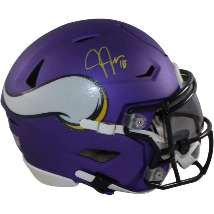 Justin Jefferson Autographed Minnesota Vikings Mid-Size Midi Helmet BAS W 56172