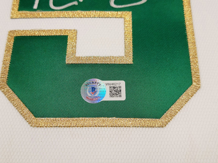 Boston Celtics Kevin Garnett Signed White & Gold Mitchell & Ness Hardwood