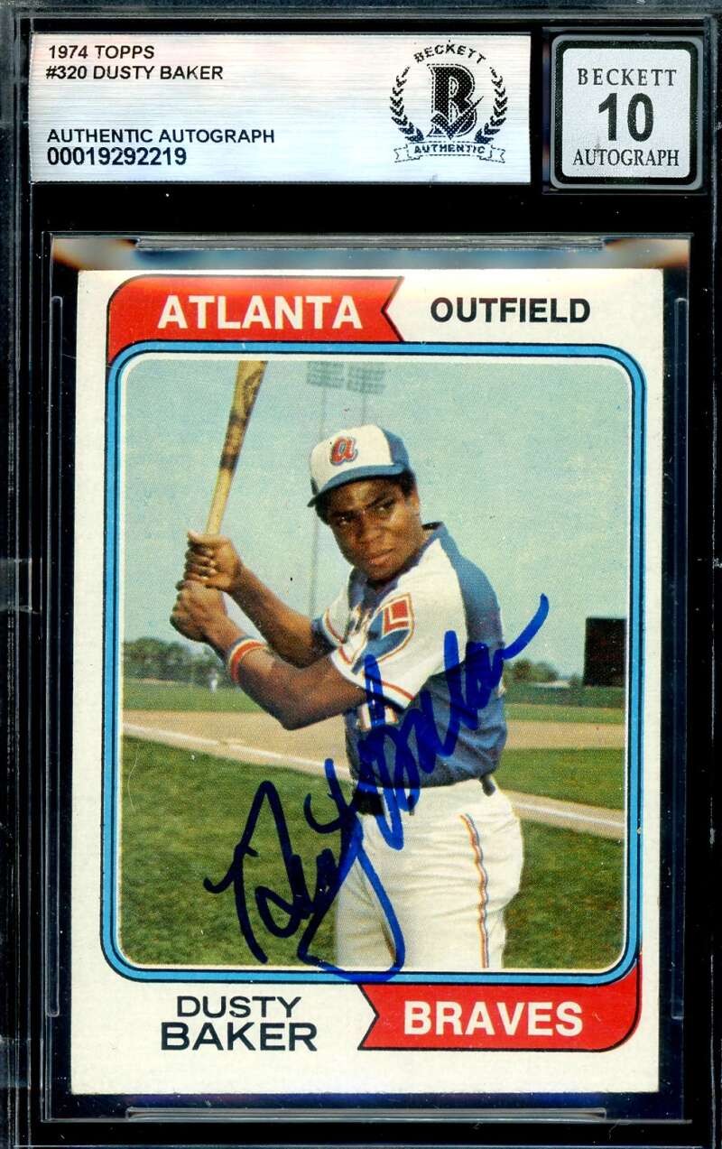 Dusty Baker Gem Mint 10 Beckett BAS Signed 1974 Topps Autograph