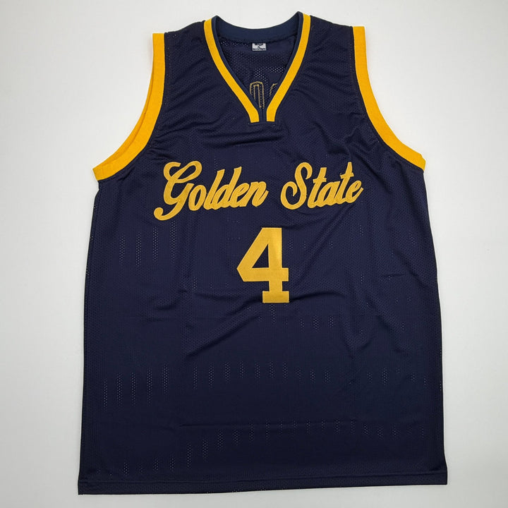 Autographed/Signed Moses Moody Golden State Navy Blue Jersey Beckett BAS COA