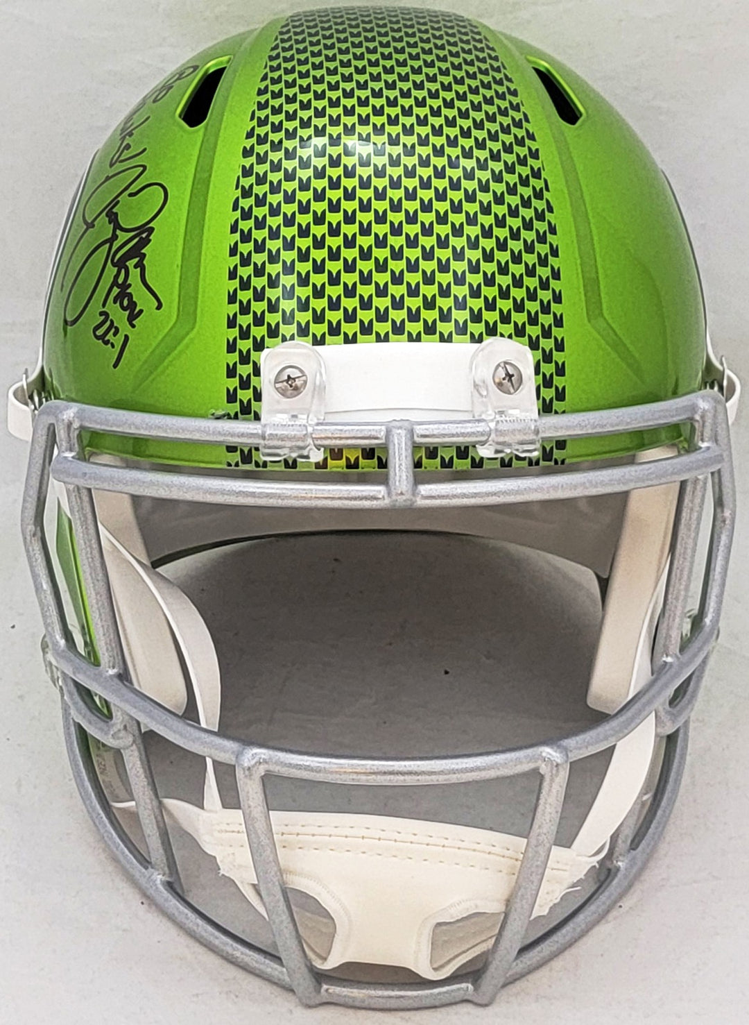 Jim Zorn Auto Seahawks Flash Green Full Size Rep Speed Helmet Go Hawks! MCS Holo