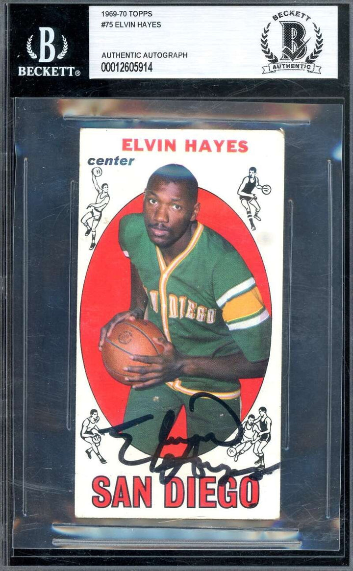 Elvin Hayes Beckett BAS Signed 1969-70 Topps Rookie Autograph