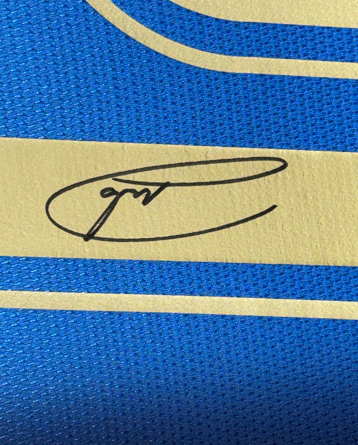 Framed Autographed/Signed Andrea Pirlo 35x39 Italy Blue Jersey Beckett BAS COA