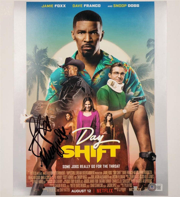 Jamie Foxx Meagan Good signed Day Shift 11x14 Photo full autograph ~ BAS Holo