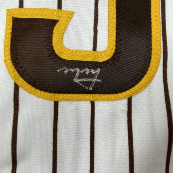 FRAMED Signed MANNY MACHADO 35x39 San Diego Pinstripe Jersey COA