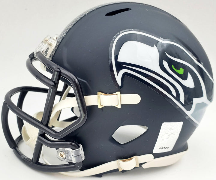 Russell Wilson Signed Seattle Seahawks Speed Mini Helmet In Silver RW Holo