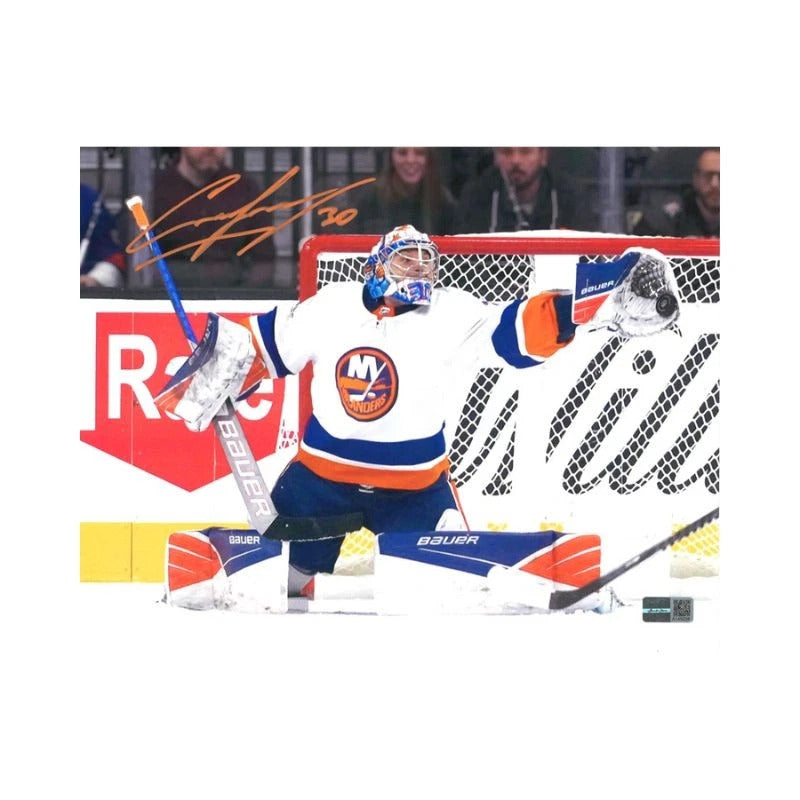 Ilya Sorokin New York Islanders Autographed Glove Save 8x10 Photograph (CX Auth)