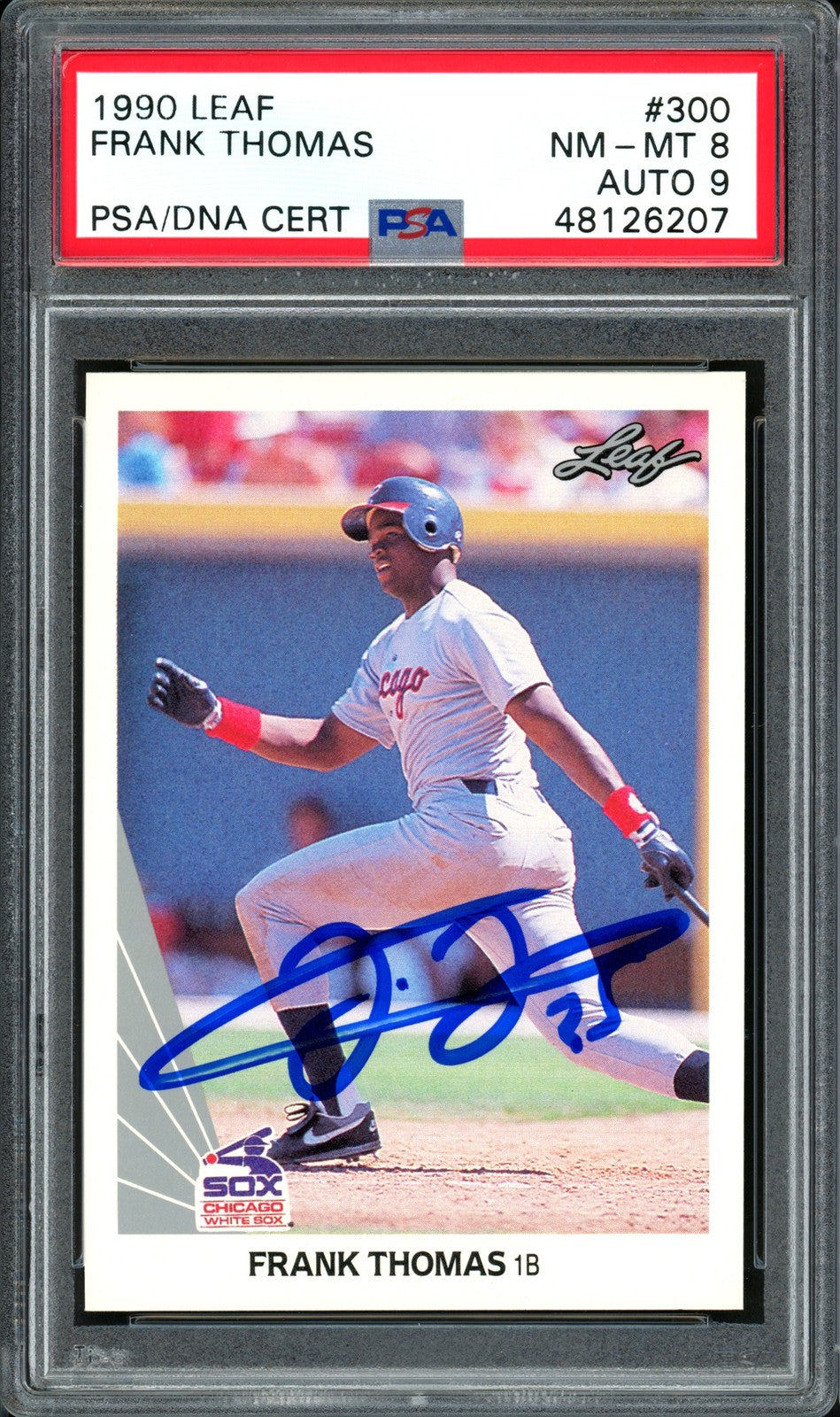 Frank Thomas Auto Signed 1990 Leaf RC 300 White Sox Auto 9 Card NM-MT 8 PSA/DNA