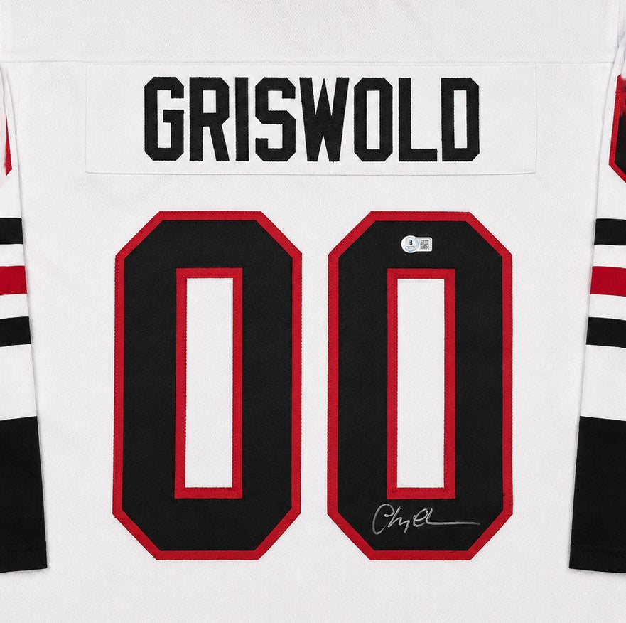 Christmas Vacation Chevy Chase Signed White Jersey Clark Griswold Beckett BAS QR