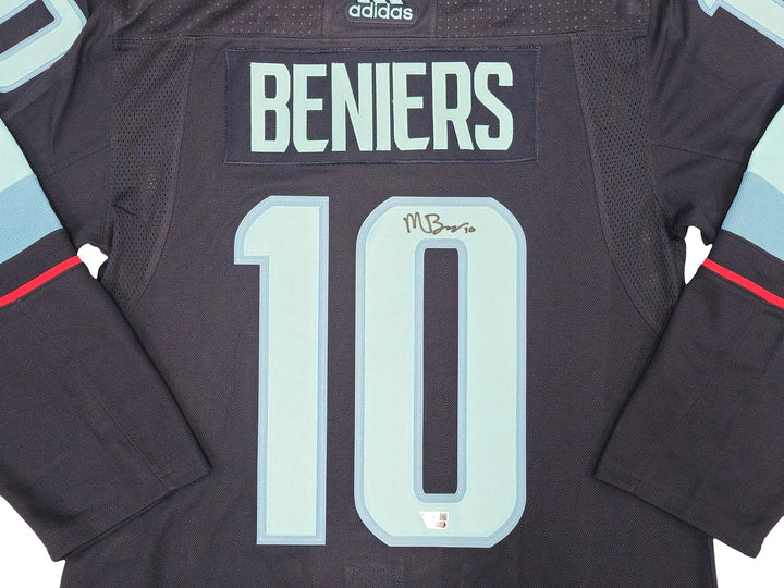Seattle Kraken Matty Beniers Auto Blue Adidas Authentic Jersey Size 46 Fanatics