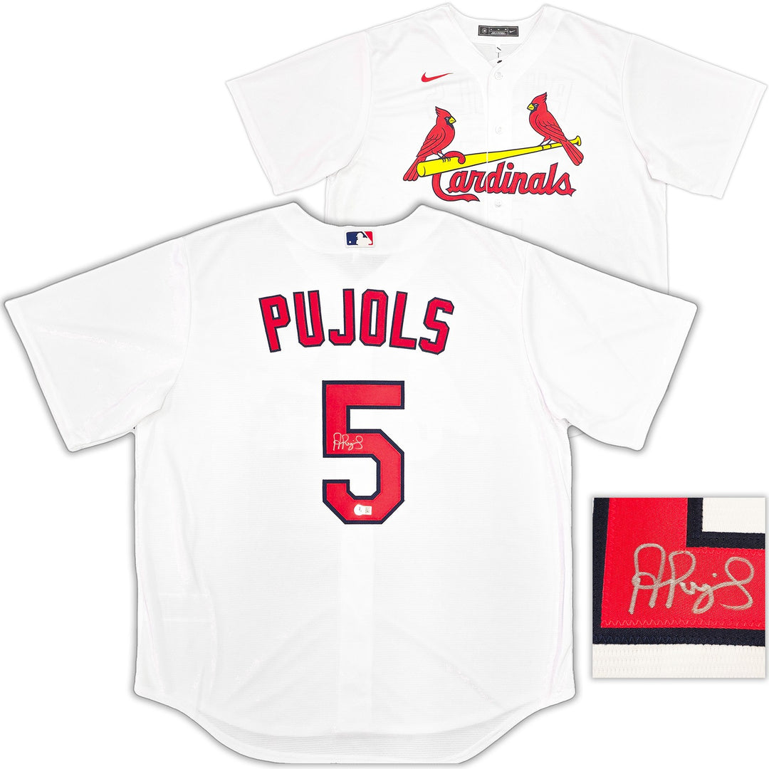 St. Louis Cardinals Albert Pujols Signed White Nike Jersey Size XL Beckett Wit