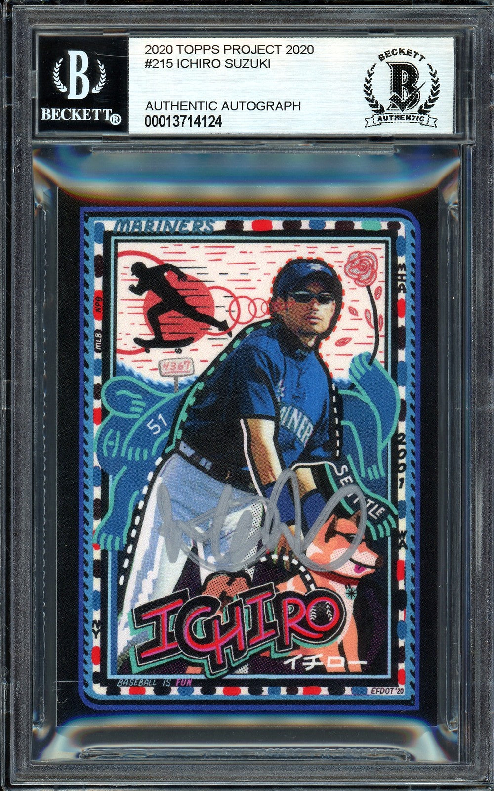 Ichiro Suzuki Auto Topps Project 2020 Efdot Card 215 Mariners Silver /10 Beckett