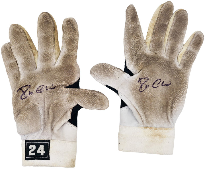 Robinson Cano Auto Pair of Game Used White Black Nike Batting Gloves Yankees PSA