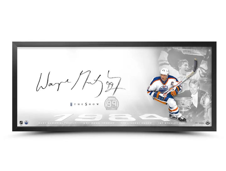 Wayne Gretzky Signed Framed The Show '1st Banner' 18x44 Photo Oilers UDA Holo