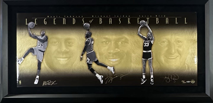 Michael Jordan Magic Johnson Bird Signed Framed 52x26 Photo LE Auto UDA COA HOF