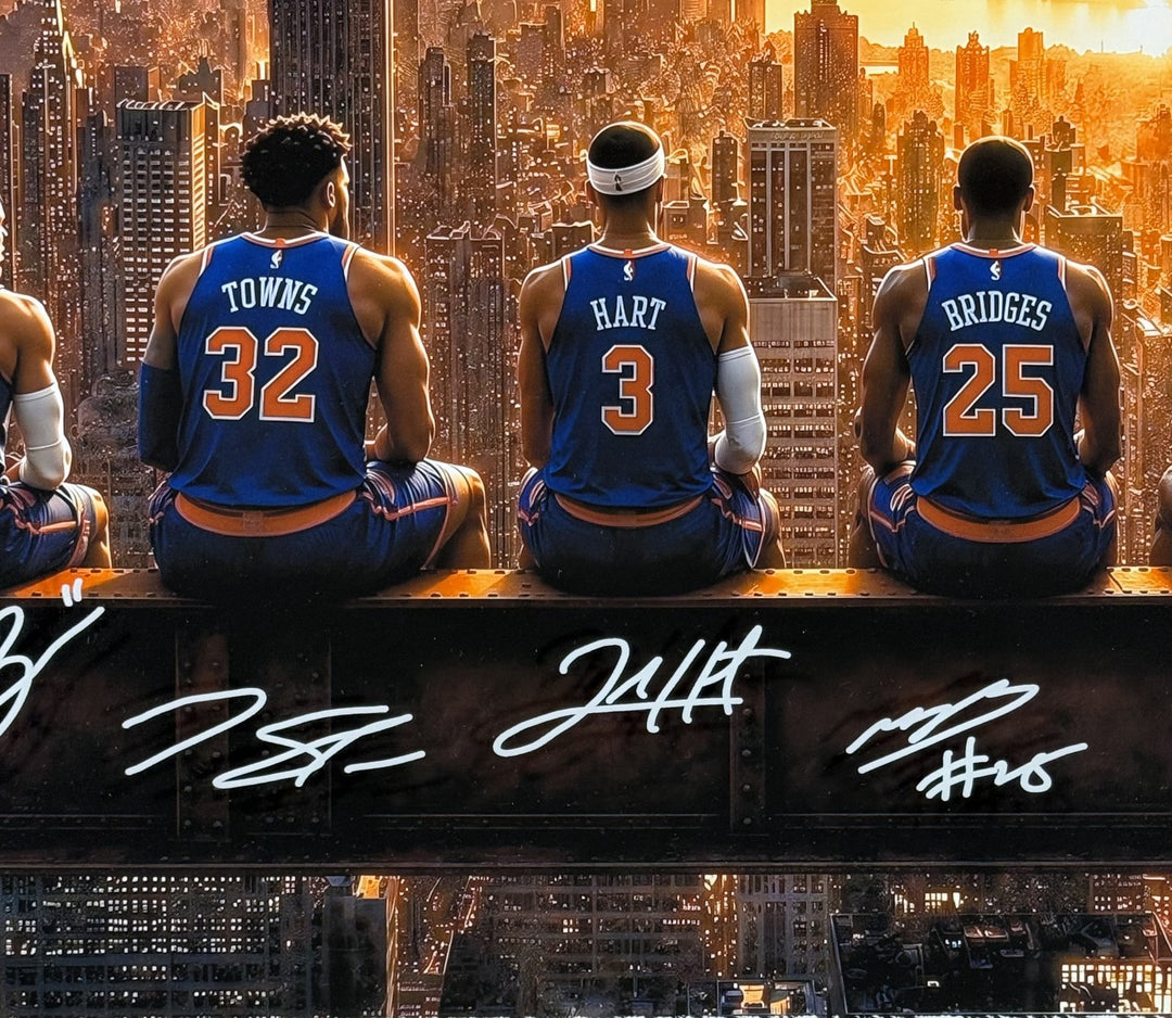 Knicks 2026 Team Starting 5 framed 3d Shadowbox Photo 26x26 Jalen Brunson Kat OG
