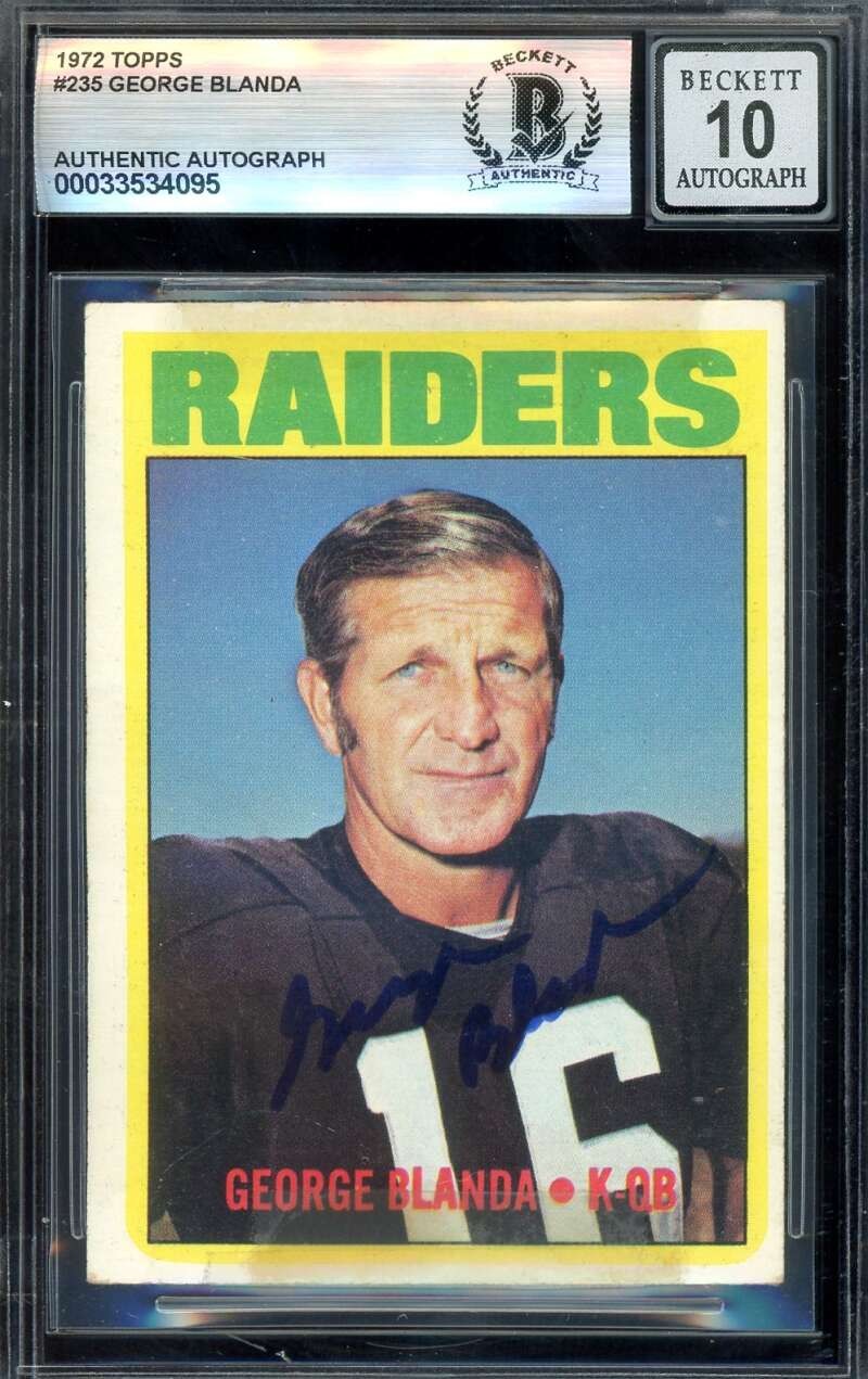 George Blanda Gem Mint 10 Beckett BAS Signed 1972 Topps Autograph