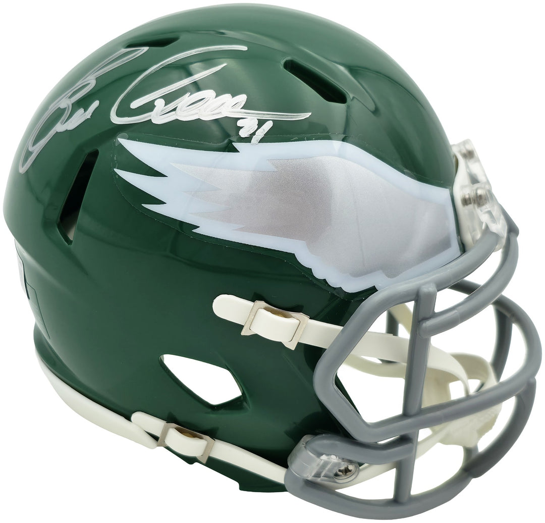 Eric Allen Signed Eagles Kelly Green 1974-95 Throwback Speed Mini Helmet Beckett