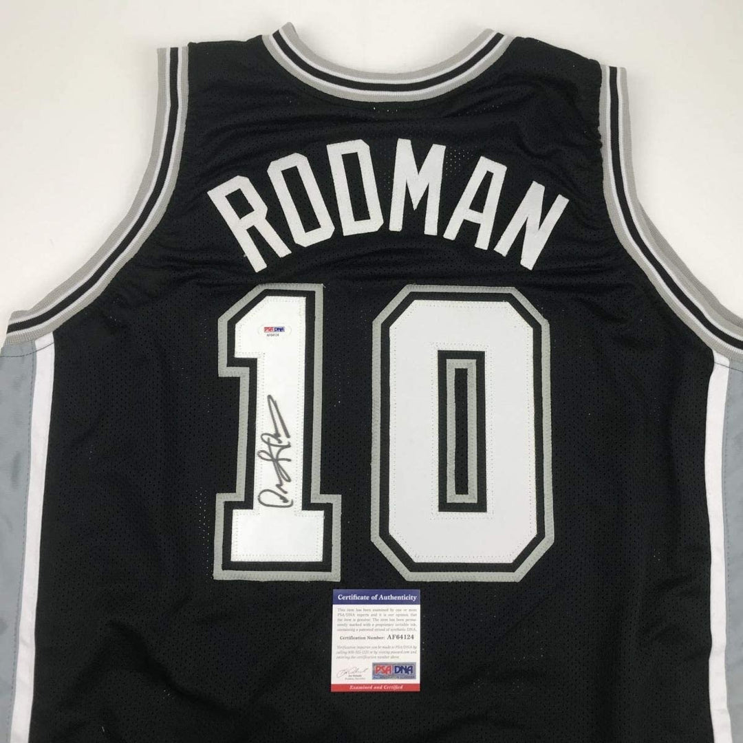 Autographed/Signed Dennis Rodman San Antonio Black Jersey PSA/DNA COA