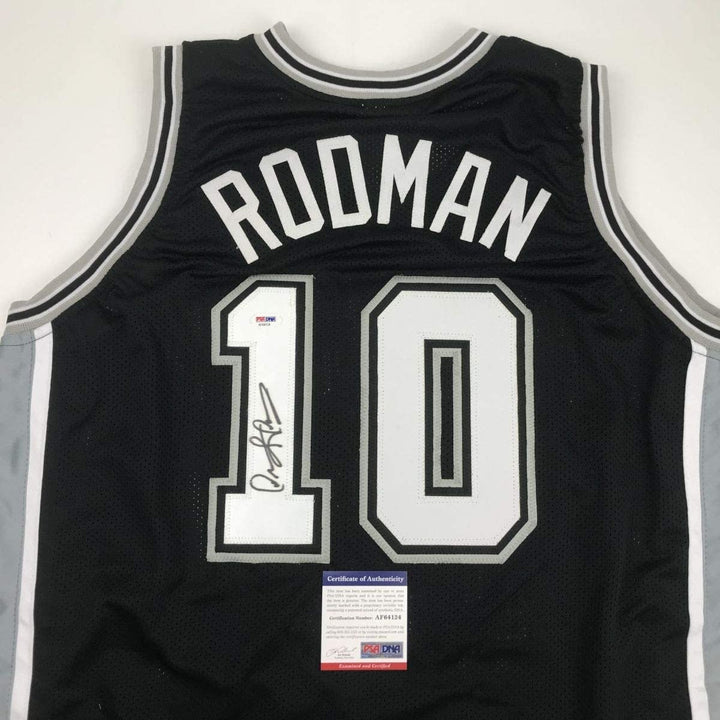 Autographed/Signed Dennis Rodman San Antonio Black Jersey PSA/DNA COA