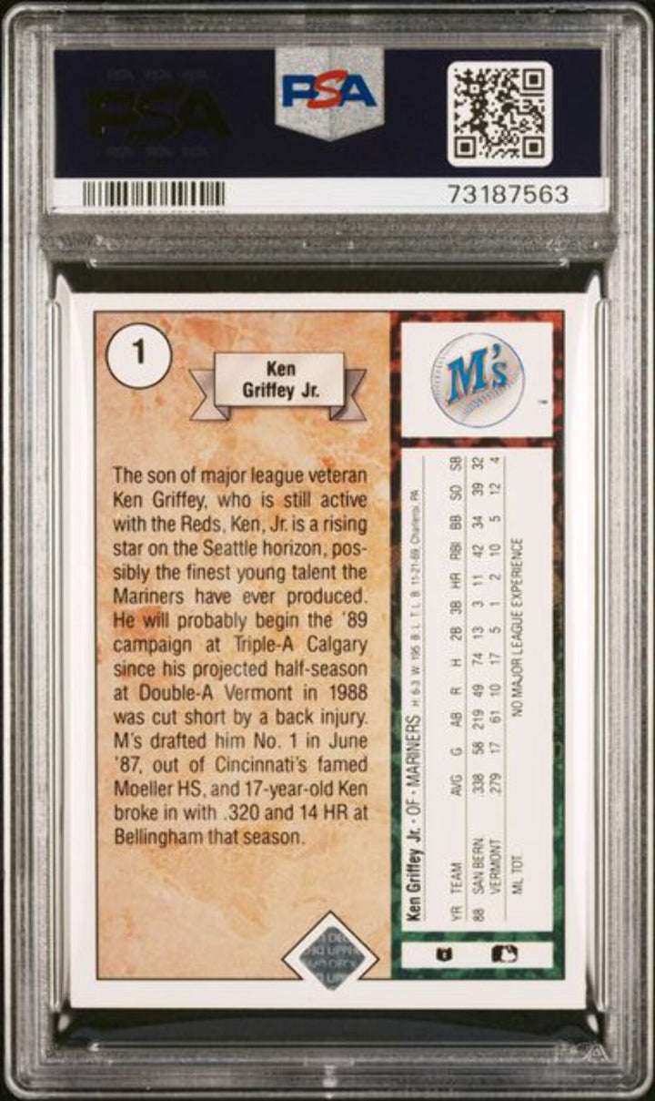 Graded 1989 Upper Deck Star Rookie Ken Griffey Jr. #THEKID Rookie RC Card PSA 7