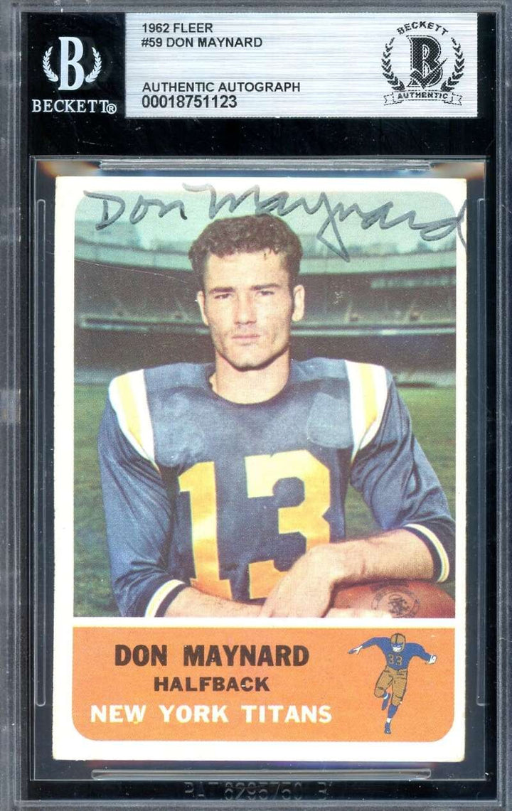 Don Maynard Beckett BAS Vintage Signed 1962 Fleer Autograph Jets