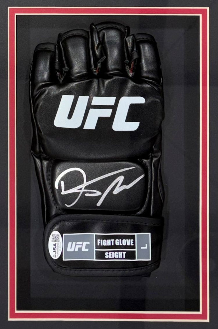 Dustin Poirier Max Holloway Signed UFC Replica Fight Gloves In Shadowbox JSA QR