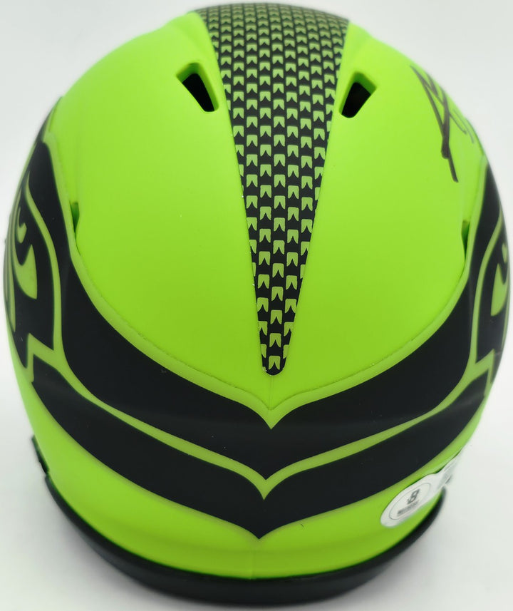 AJ Barner Signed Seattle Seahawks Rave Green Speed Mini Helmet Beckett Witness