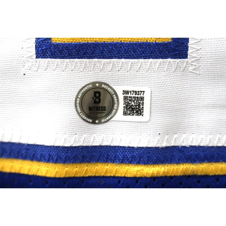 Alex English Autographed Pro Style Blue XL Jersey HOF Beckett Witness 51626