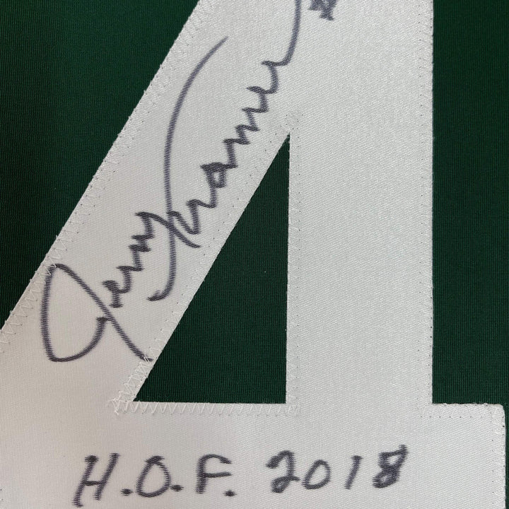FRAMED Autographed/Signed JERRY KRAMER HOF 33x42 Green Bay Green Jersey JSA COA