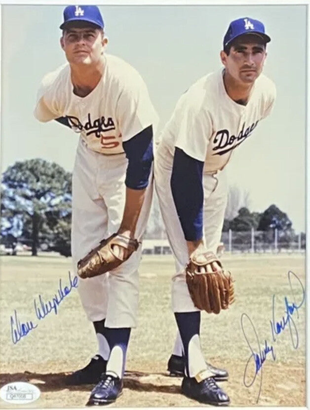 Sandy Koufax & Don Drysdale LA Dodgers Signed 8x10 Photo Framed Hof Auto JSA COA