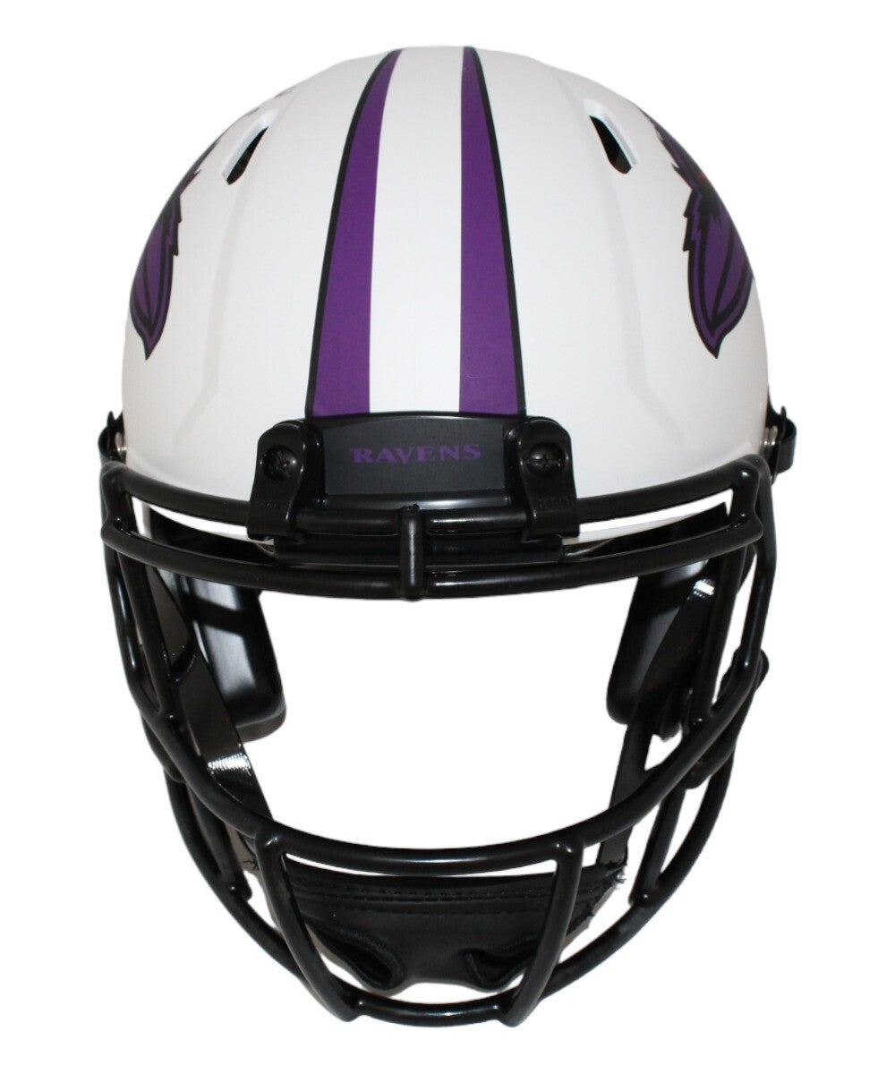 Ray Lewis Signed Baltimore Ravens Authentic Lunar Helmet 2 insc. Beckett 41204