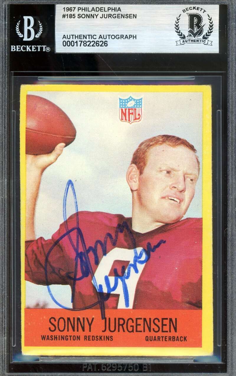 Sonny Jurgensen Beckett BAS Signed 1967 Philadelphia Gum Autographed