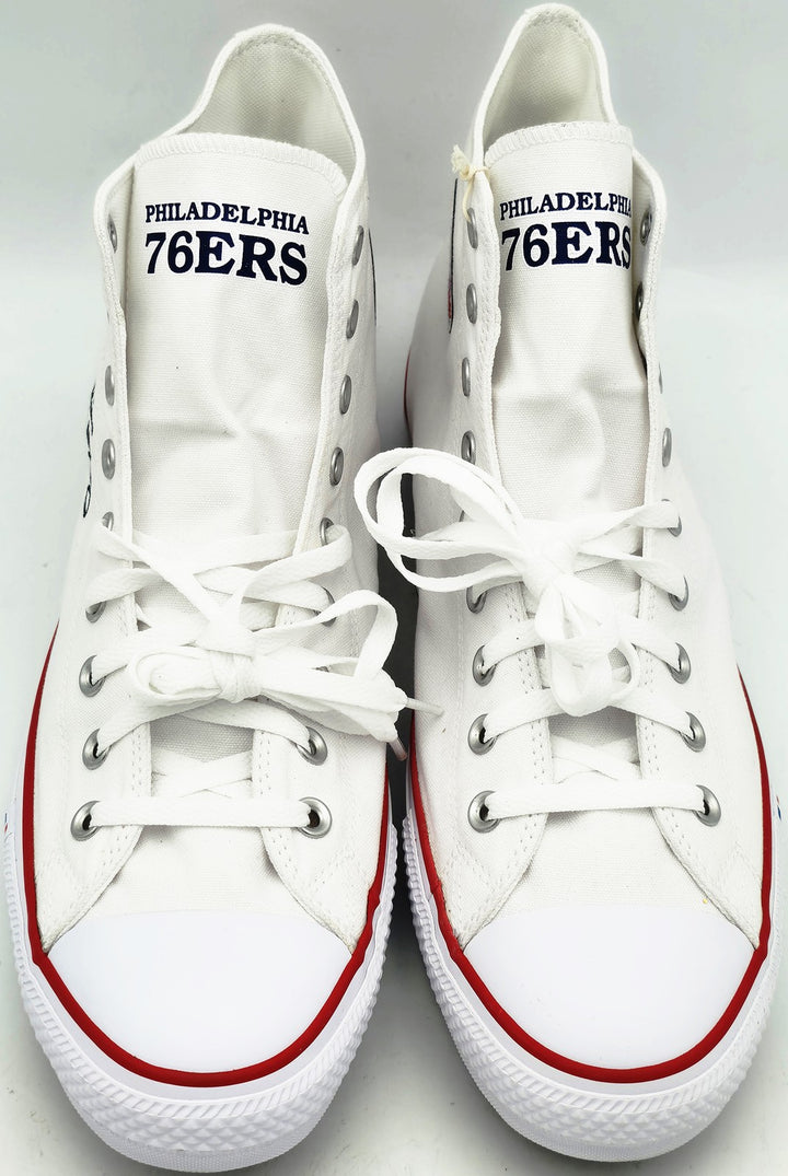 Julius Erving Signed White All Star 76ers Logo Converse Shoes Size 16 Beckett
