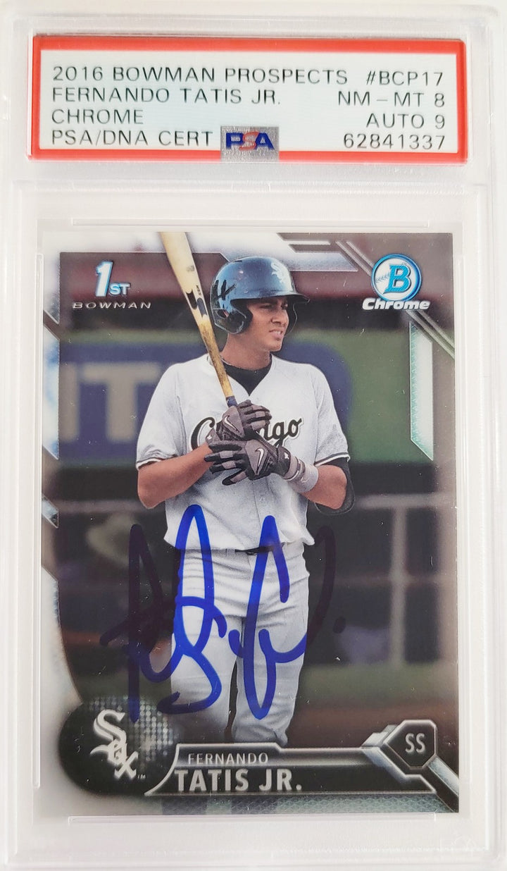 Fernando Tatis Jr Auto 2016 Bowman Chrome Prospects RC BCP17 PSA 8 Auto Mint 9