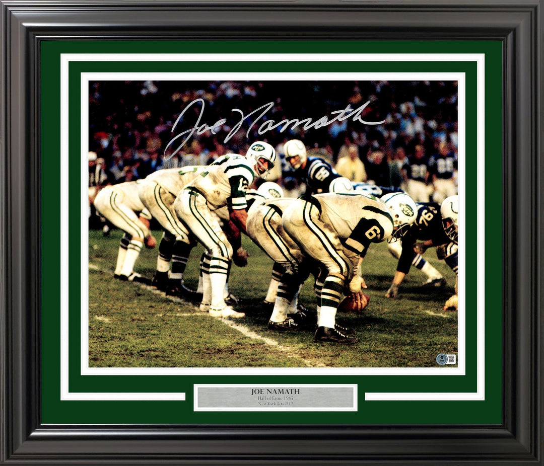 Joe Namath Signed Framed 16x20 Photo New York Jets Beckett BAS Witness