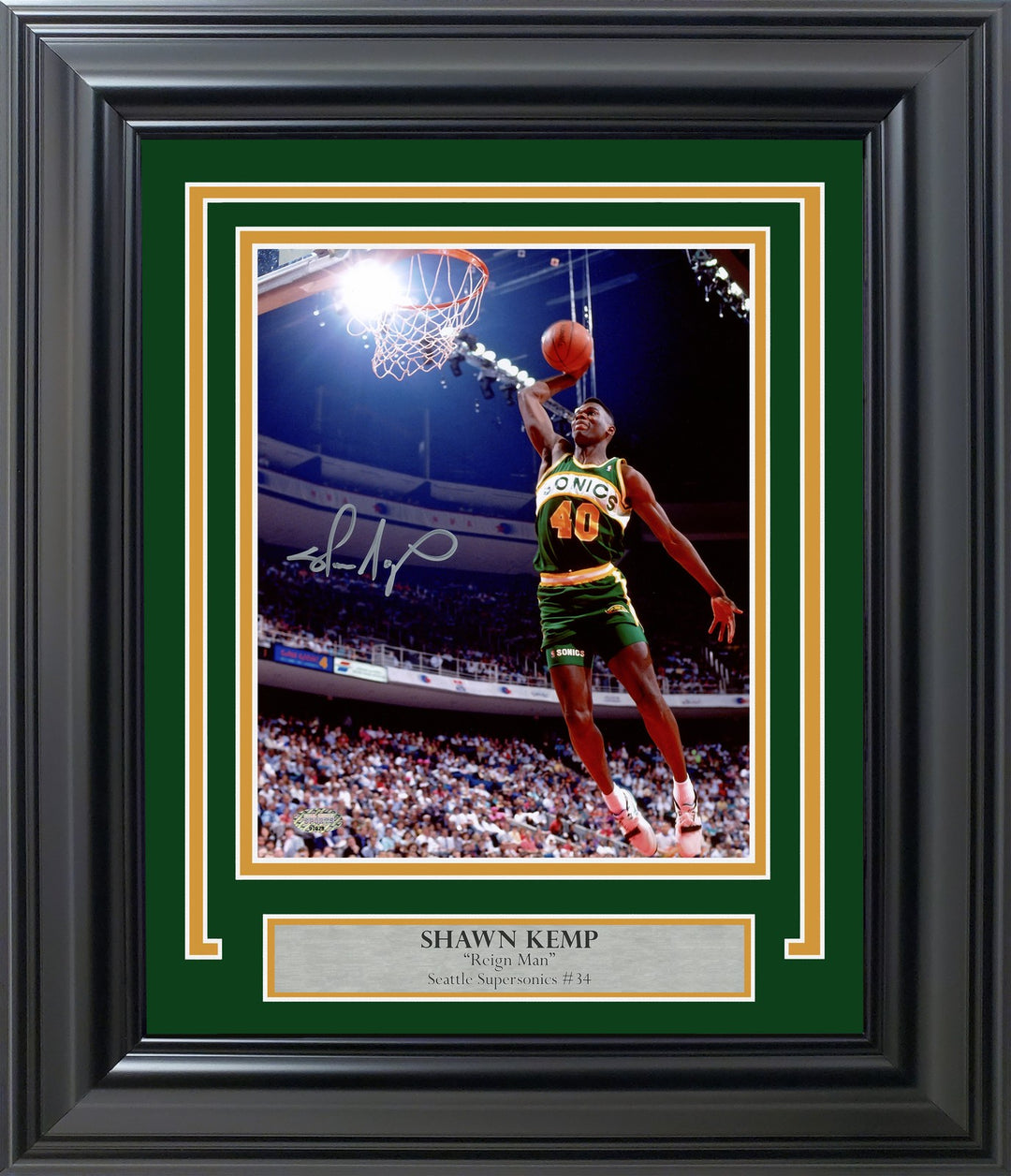 Shawn Kemp Signed Framed 8x10 Photo Seattle Supersonics MCS Holo