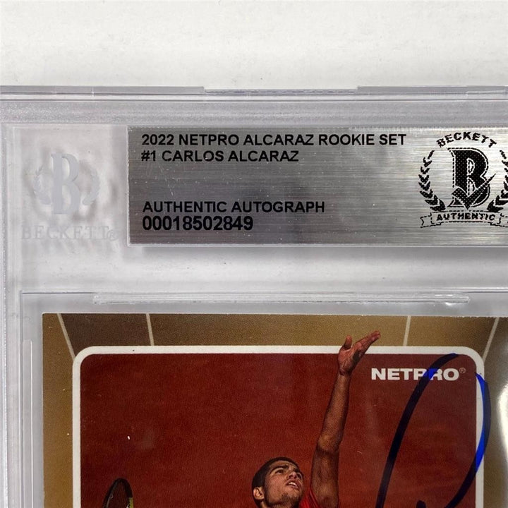 2022 Netpro Carlos Alcaraz Rookie Red Shirt #1 signed rc card auto Beckett BAS
