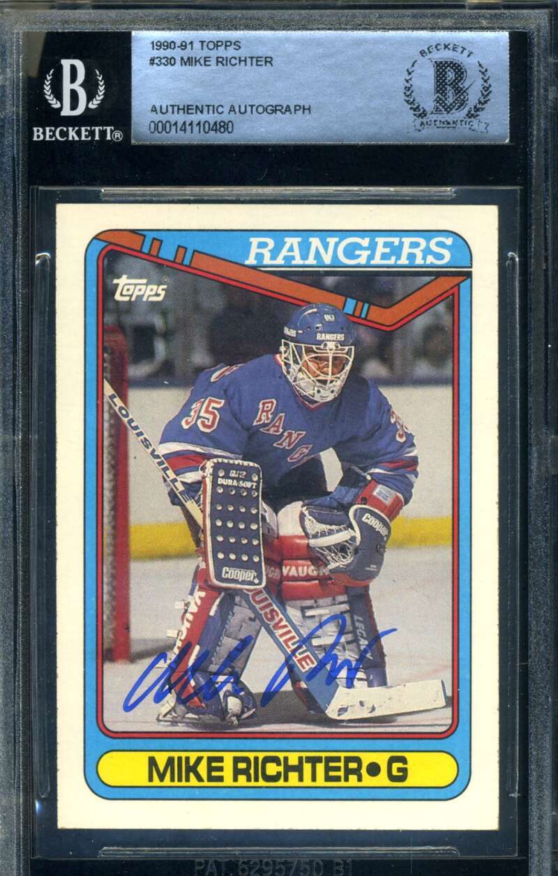 Mike Richter Beckett BAS Signed 1990-91 Topps Rookie Autograph