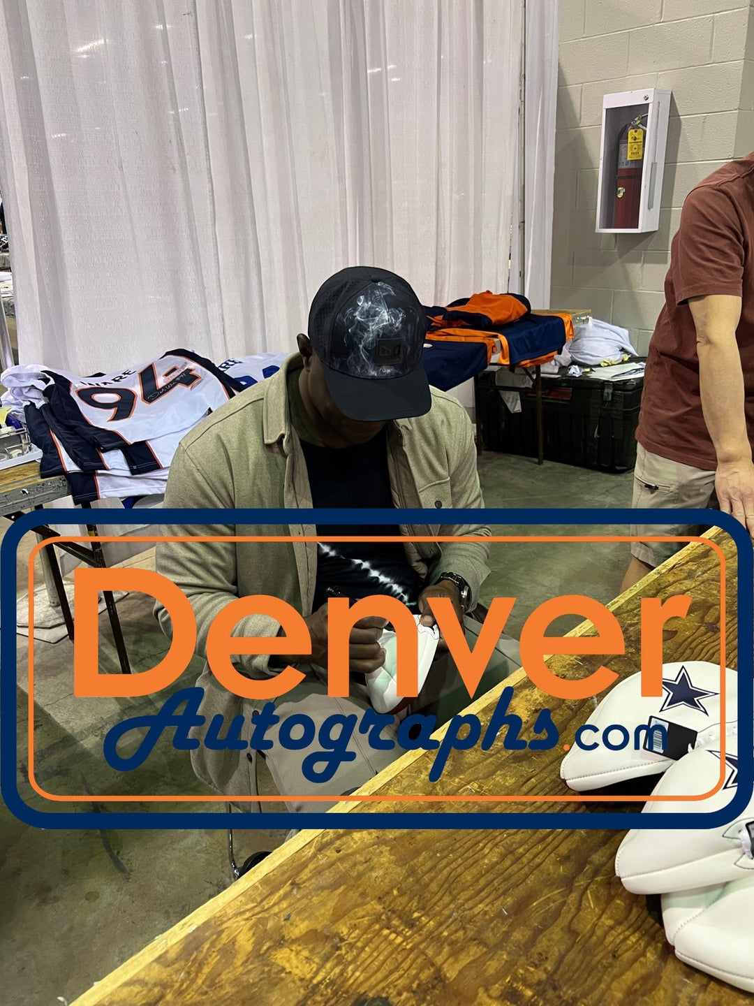 Demarcus Ware Autographed Dallas Cowboys Logo Football Beckett Witness 56377