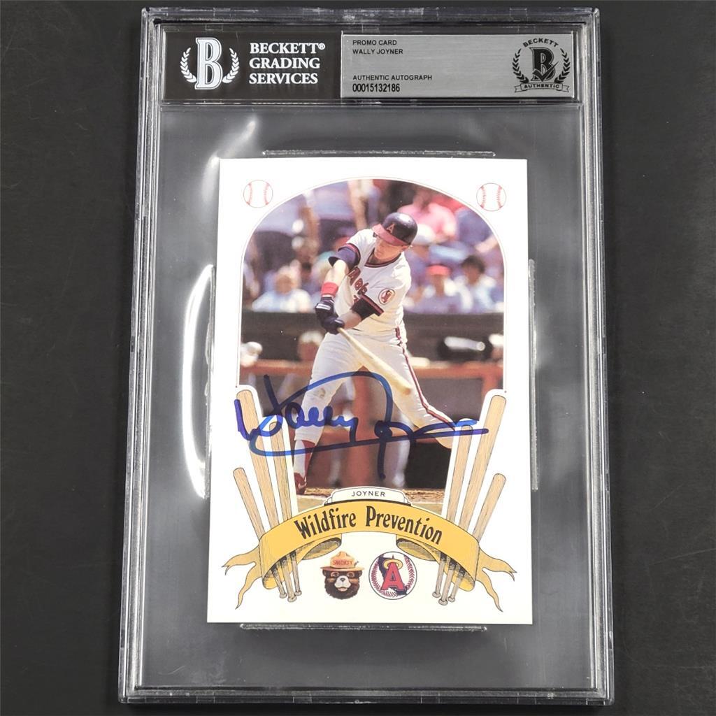 Wally Joyner signed 5x7 Oversized 1986 Smokey The Bear Promo Card ~ Beckett BAS
