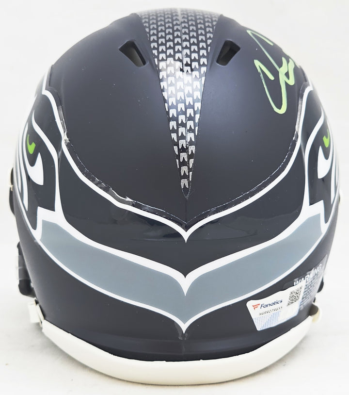 Chris Carson Signed Seattle Seahawks Blue Speed Mini Helmet Fanatics Holo