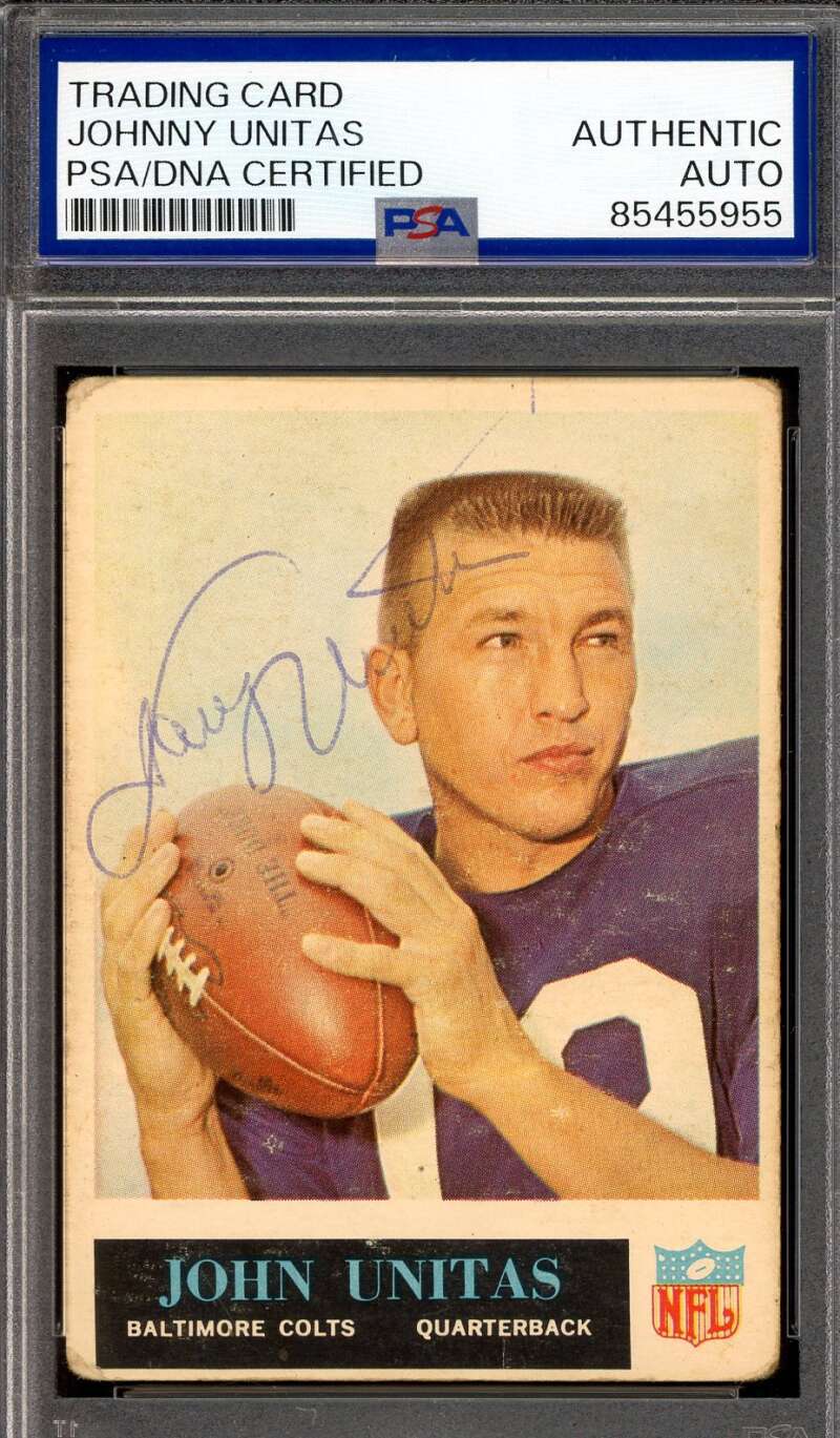 Johnny Unitas PSA DNA Vintage Signed 1965 Philadelphia Gum Autographed
