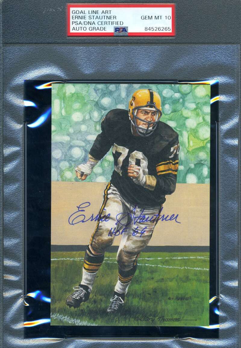 Ernie Stautner Gem Mint 10 PSA DNA Signed Goal Line Art Card GLAC Autograph