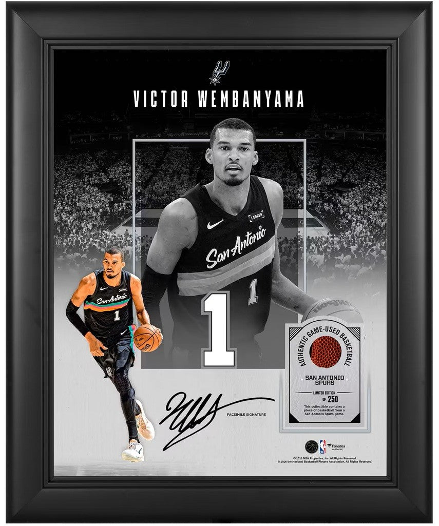 Victor Wembanyama Framed 11x14 Spurs Collage w/ Game-Used Basketball Piece