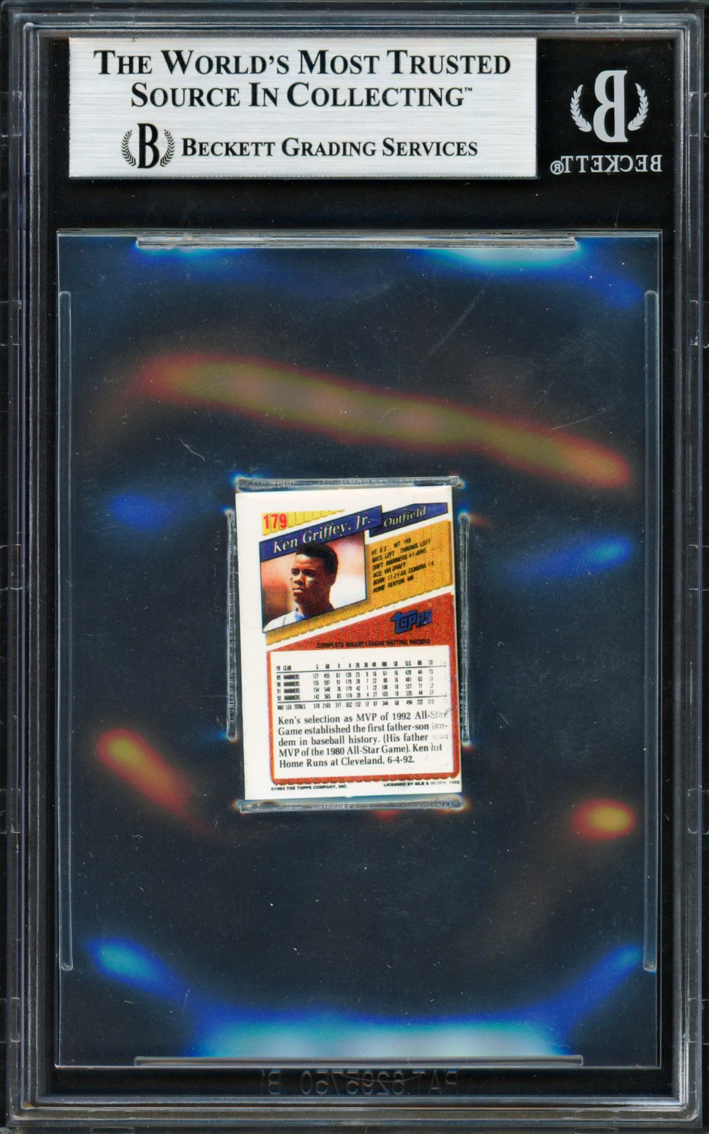 Ken Griffey Jr. Signed 1993 Topps Micro Prism Card 179 Seattle Mariners Beckett