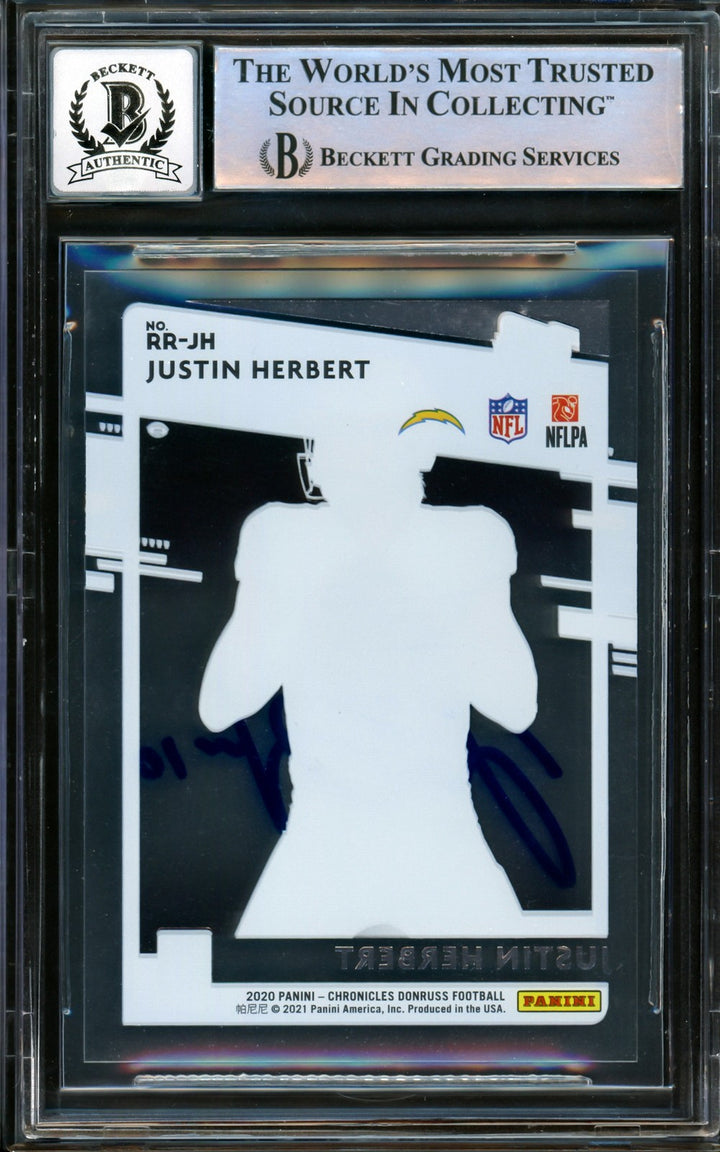 Justin Herbert Auto 2020 Donruss Clearly Rated RC RR-JH Chargers Auto 10 Beckett
