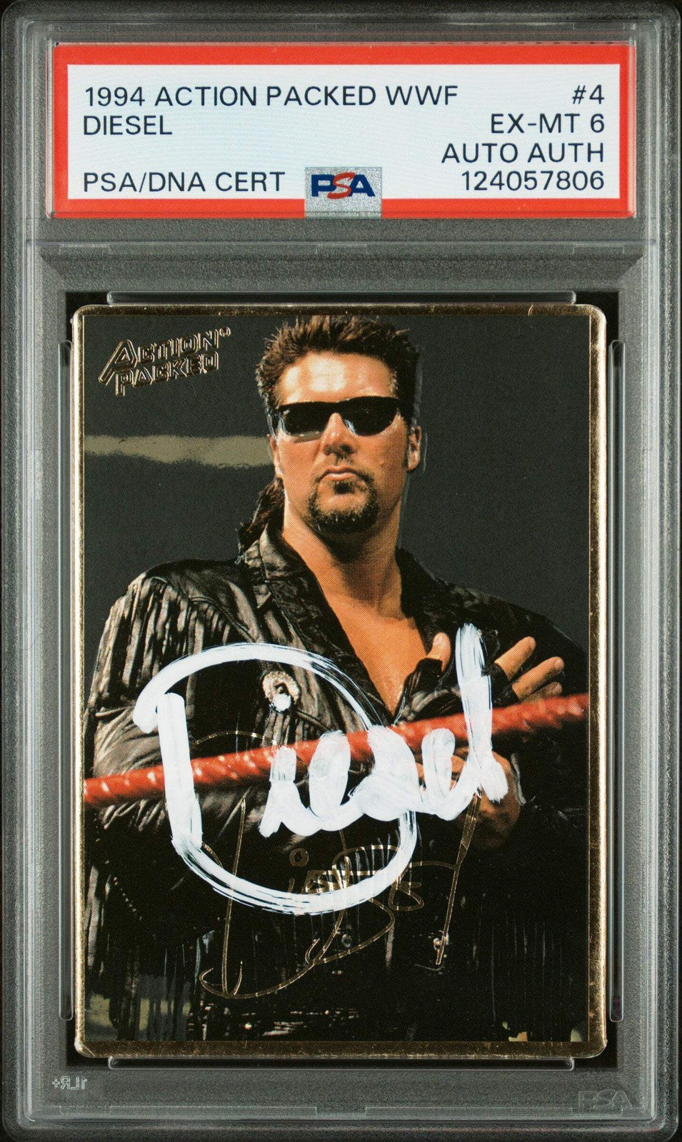 Graded 1994 Action Packed Kevin Nash Diesel #4 Rookie Card PSA 6 Card Auto AUTH